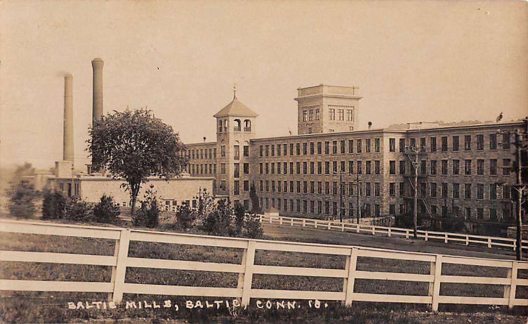 A historic photograph of the vast Baltic textile mill complex